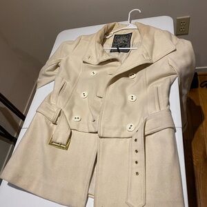 Guess Cream Double-Breasted Trench Coat
